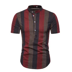 Latest style striped design short sleeve slim fit African clothing men t shirts