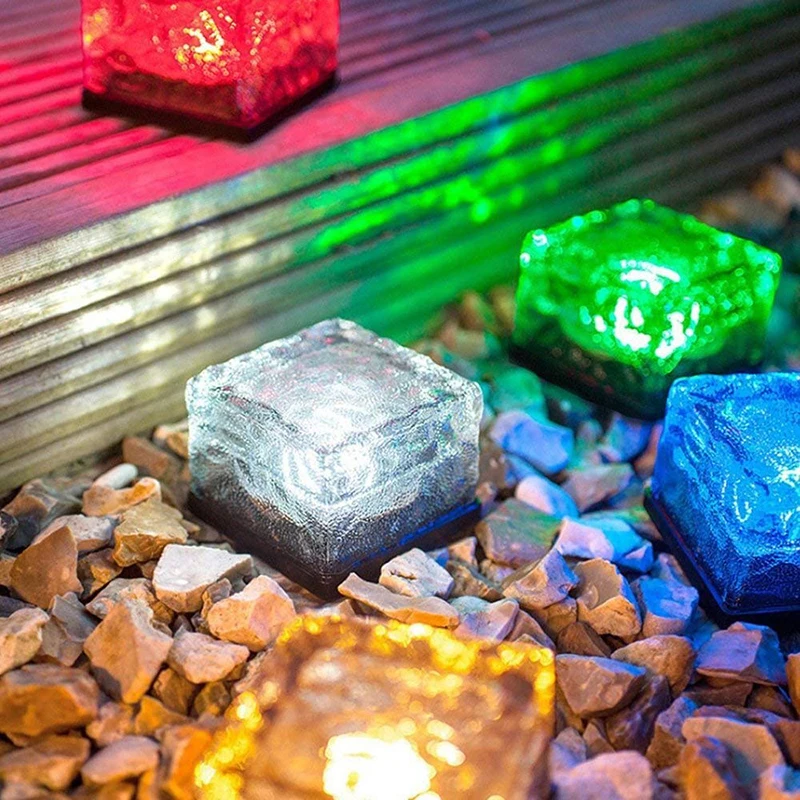 Экономичный Amazon лидер продаж RGB Водонепроницаемый светодиодный солнечный кубик льда светильник Кристальный кирпич ландшафтное освещение для украшения