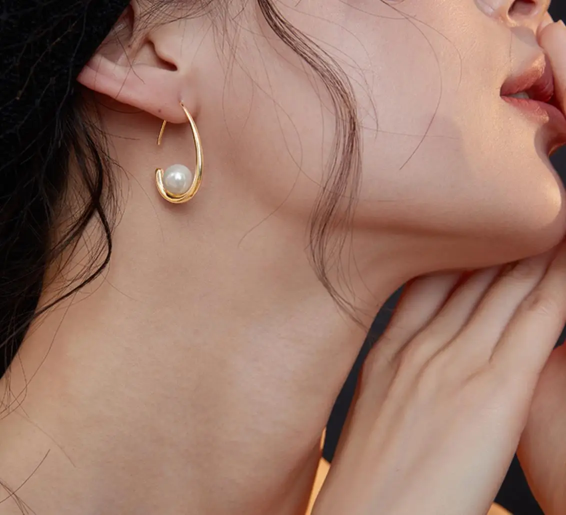 Lead free nickle free hypoallergenic fashion earrings 18k gold plated gold filled jewelry women pearl earrings