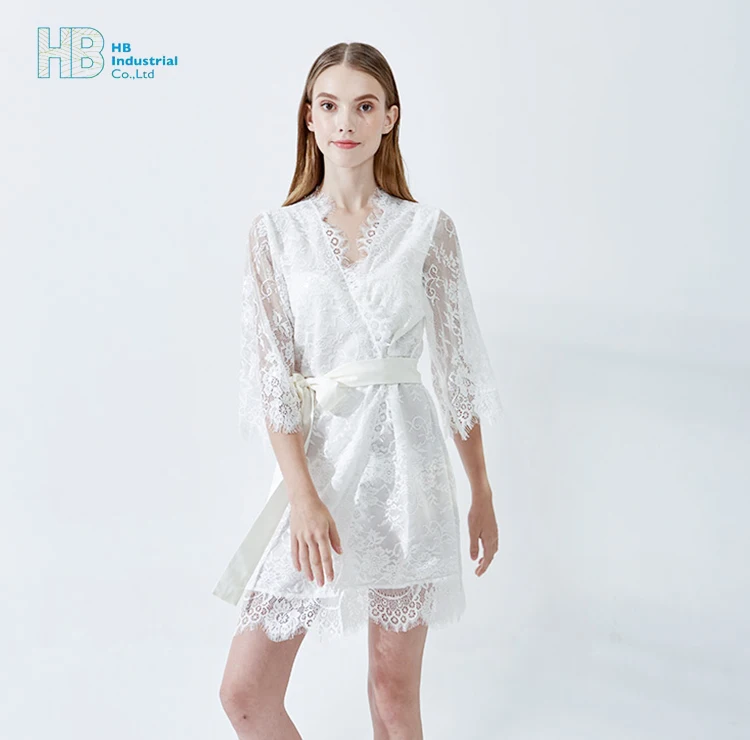 Bridesmaid robes with lace,satin lace robelace white lace robe, honey moon lingerie