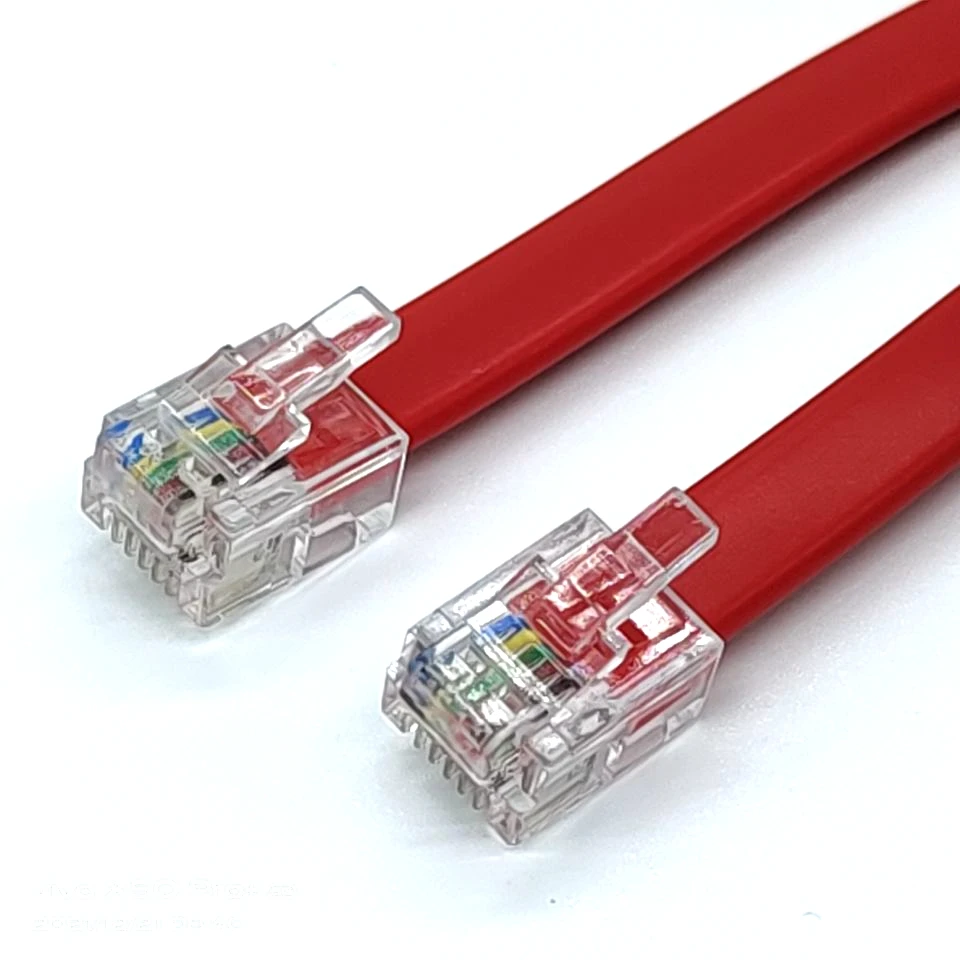 RED Telephone Cable RJ12 to RJ12 6P6C Connector RJ12 Flat Patch Cord