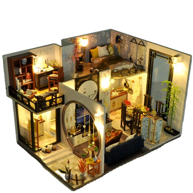 DIY кукольные дома подарок на день рождения производители архитектурная модель ручной работы оптом Кукольный дом