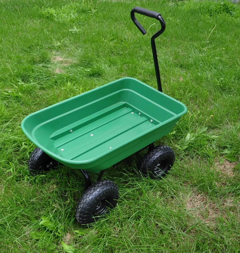 Heavy Duty Wagon Dump Cart Wheelbarrow Garden Yard Lawn Utility Outdoor Steel