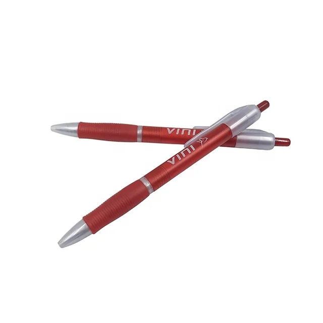 Best cheap promotional custom logo plastic biro ballpoint pens with rubber grip click