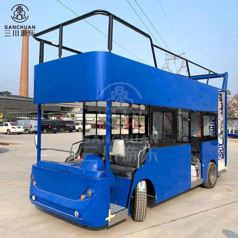 Popular Amusement Park Equipment Battery Operated Double Decker Tourist Bus  With Low Price