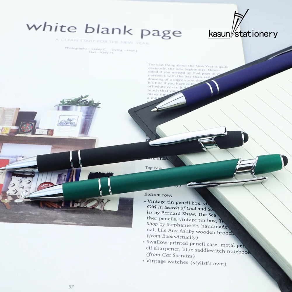 Click Rubber Ballpoint Pen Business Metal Stylus Pen Comfortable grip  Gift pen custom color logo