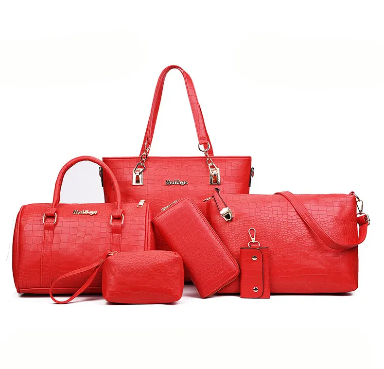 JIANUO 6 Piece Set Bag Handbags For Women Bags,Lady Handbag And Purse Shoulder Tote Bags