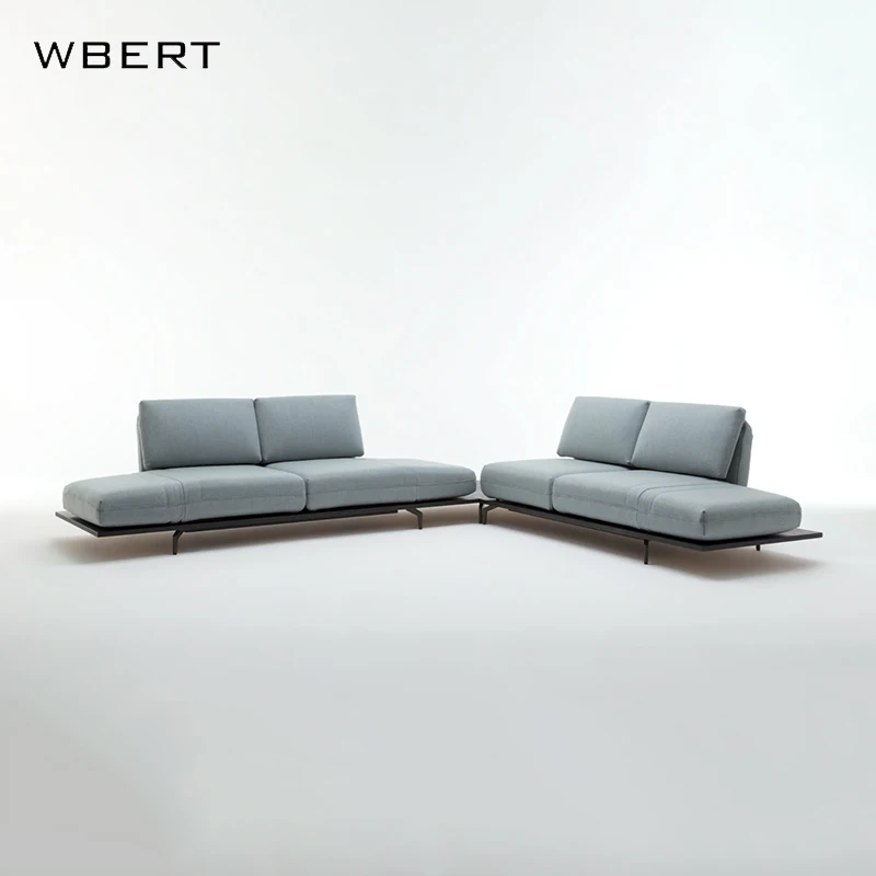 WBERT Italian Minimal Leather Sofa Set Cream Small Family for Living Room or Apartment for Hotels Foshan Furniture