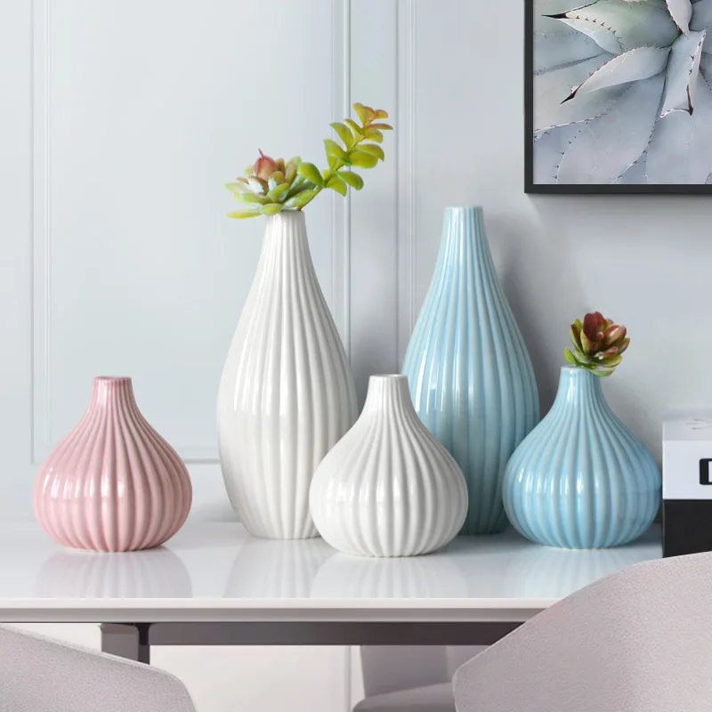 Factory wholesale ceramic flower vase home decor simple modern art crafts living room decorations vases