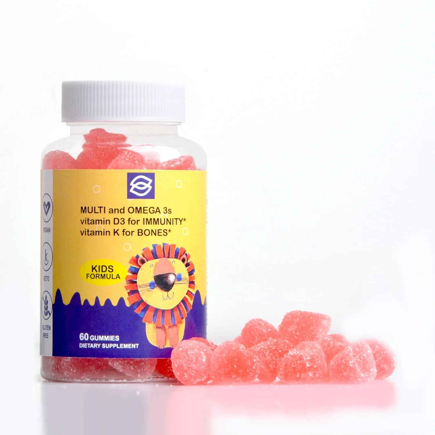 Wholesale Manufacturers Customized Functional Gummies Sugar Free Candy Enriched DHA Kids Growth Gummies (1600474668204)