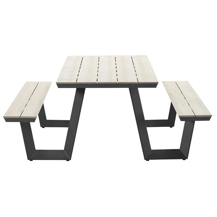 outdoor 6 foot 8 foot wood plastic composite picnic bench table outside restaurant commercial long picnic table with bench
