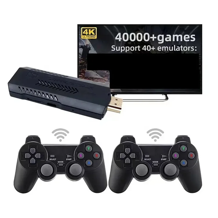 NEW Game Console for X2 PLUS 2.4G 4K HD Wireless 3D 64GB 128GB Video 40000 Games Stick for PSP N64 PS1 SEGA Retro Game Console