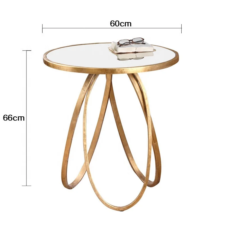 
Oval Metal Base with White Marble Top Round Tea Coffee Side Table 