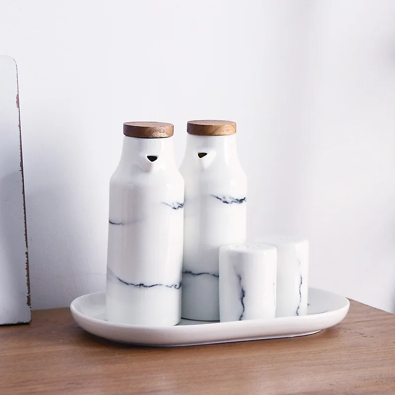 Kitchen Ceramic Spice Pots Condiments Vinegar Oil Seasoning Storage Container With Lid Bung Can