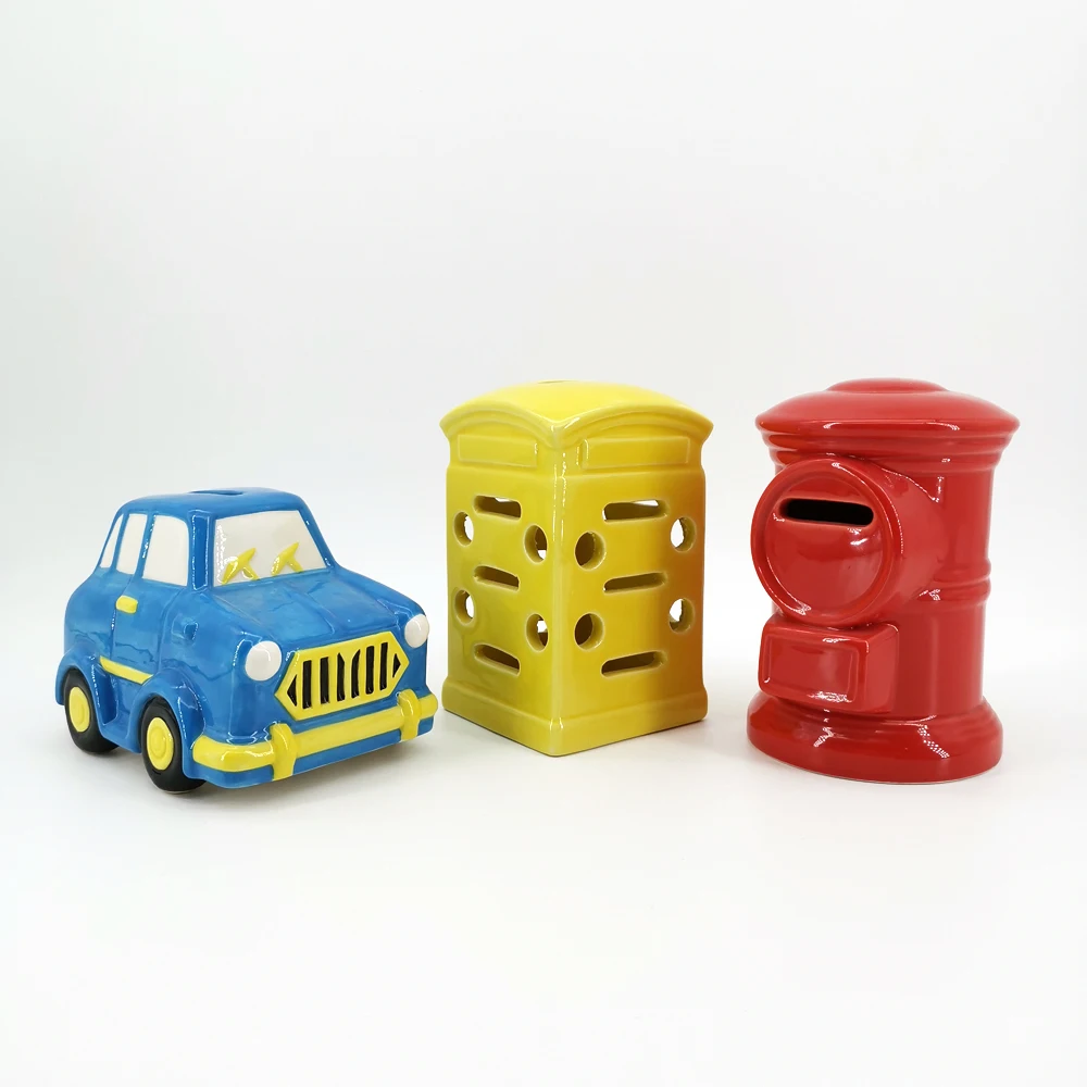 Sale Mailbox Modeling Kids Money Boxes Can Customize Color and Size Ceramic Hollow Out Coin Piggy Bank