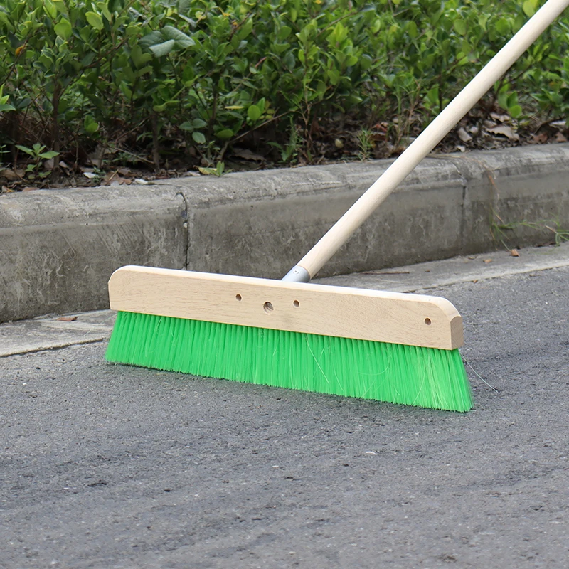 Factory Supply Professional 24' 36' Wood Block Polypropylene Green Nylon Bristles Horsehair Concrete Finish Broom with handle