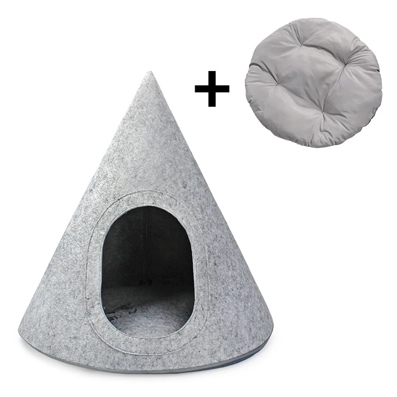 Amazon new felt cloth with cushion removable and washable semi-closed cat cave bed