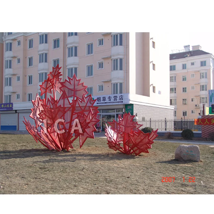 Outdoor  Decoration Red  Metal Garden Art Stainless Steel Abstract Sculpture