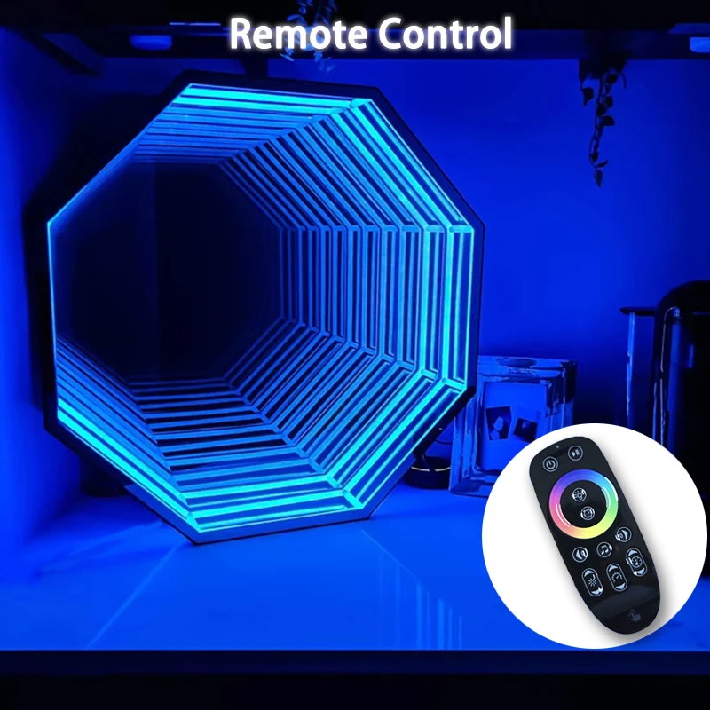 Remote control magic mirror neon layer mirror 3d led creative home aesthetic infinity mirror Sound sensor tunnel light