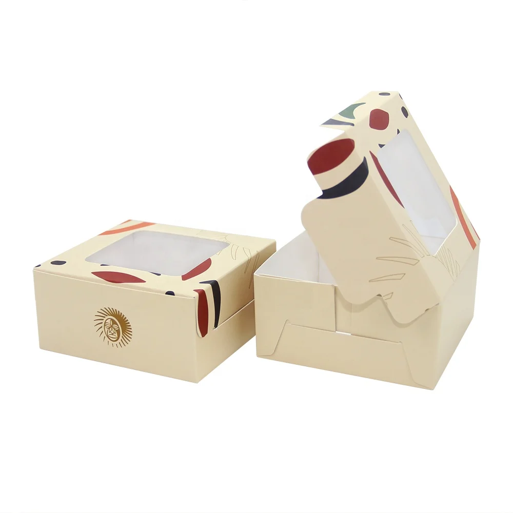 Thick and sturdy kraft paper small giftbox mini dessert cookie chocolates strawberries cake boxes with window