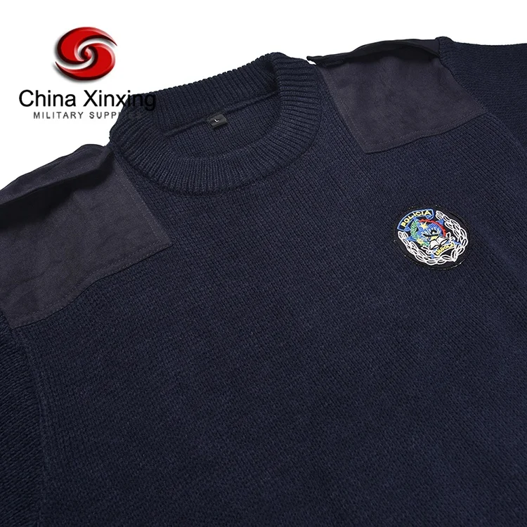 Синяя Ангорская полиция Xinxing, свитер с V-образным вырезом, военный шерстяной акриловый пуловер, свитер