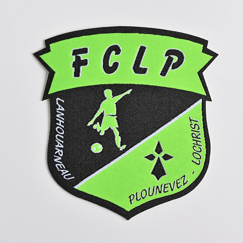 Custom logo wholesale heat press twill felt fabric iron-on chenille embroidery patches for clothes