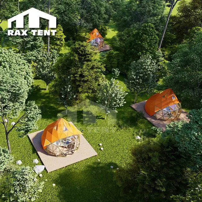 Luxury Geodesic Dome Tent for Glamping and Family Resort with Tempered Glass Bay Window