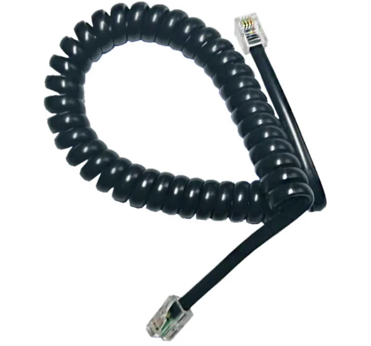 Custom RJ9 RJ11 RJ12 Black White Spiral Flat Telephone Coil Accessories Extension Cable