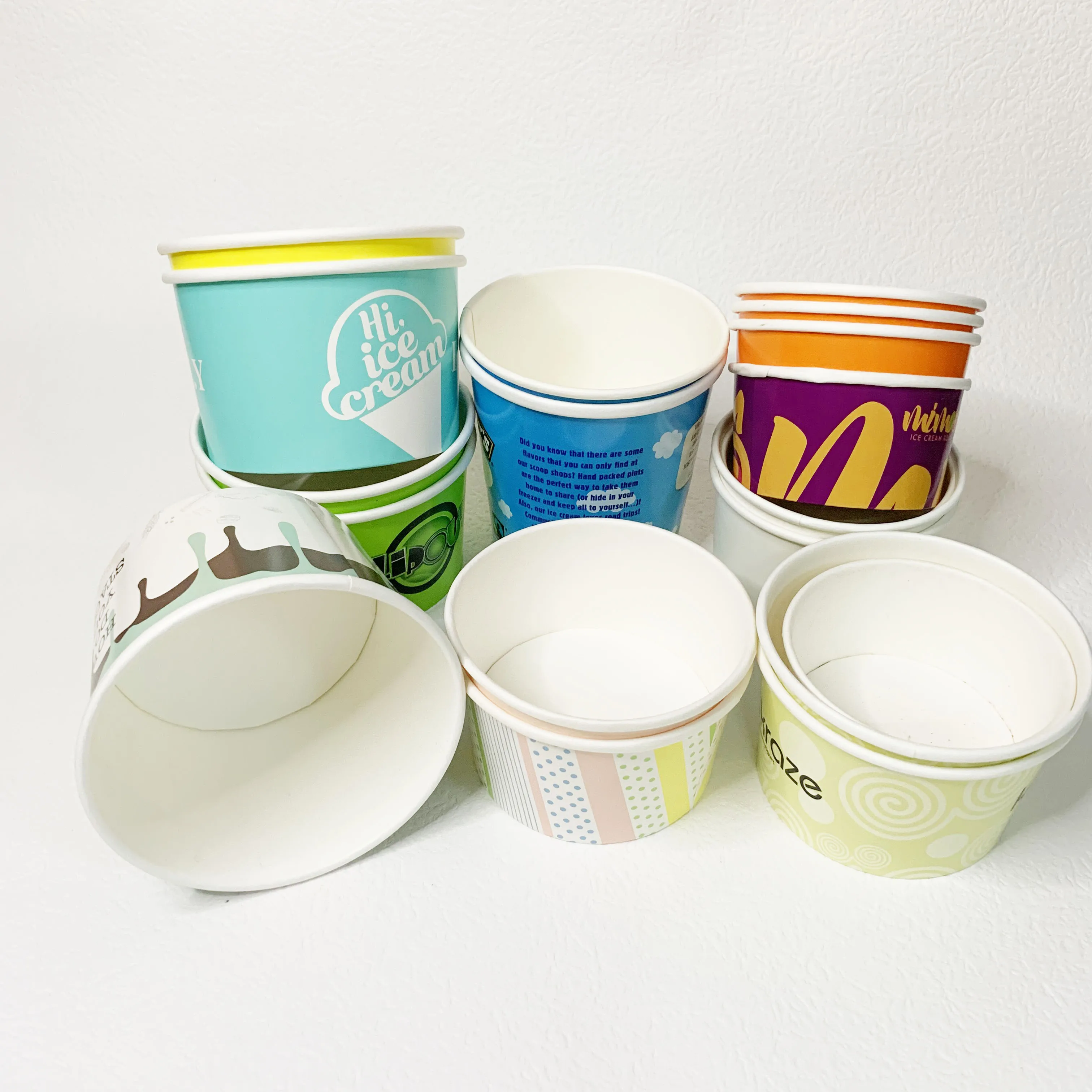 Food Grade Custom Printed  8oz 12oz 16oz Paper Frozen Yogurt Cup