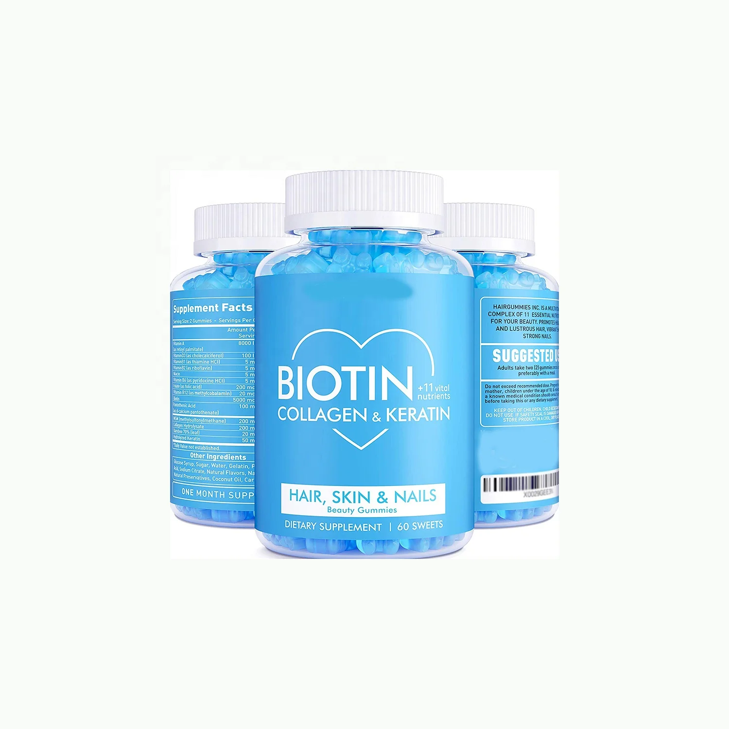 Hair Growth bear biotin gummies Supplement with Vitamin C & E Hair, Skin and Nails Effective Hair Vitamin