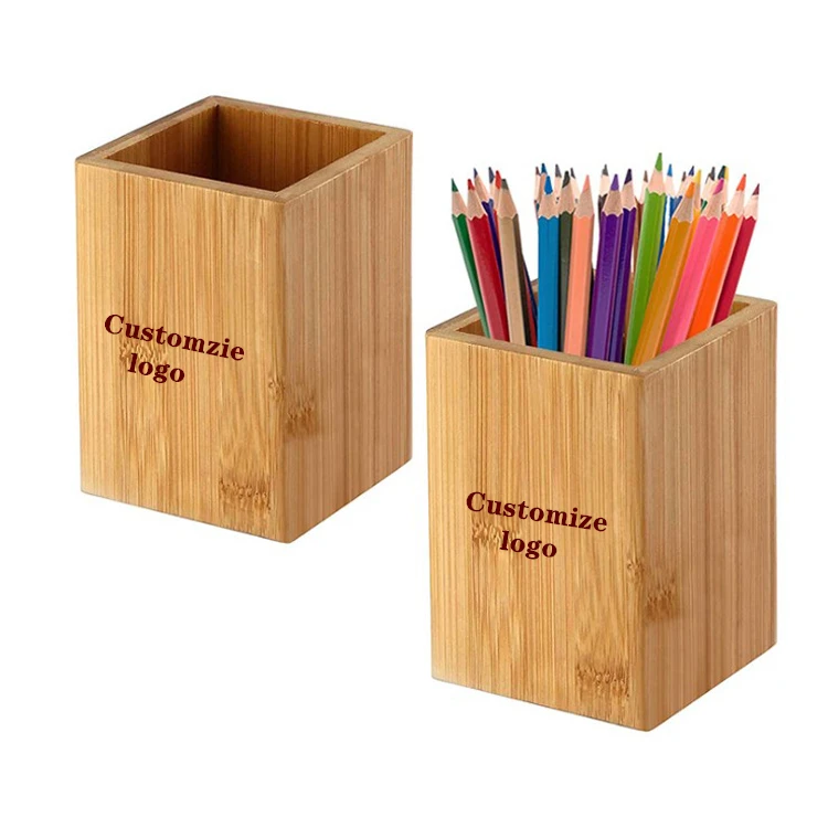Настольный Органайзер на заказ, деревянный держатель для ручек, Пеналы, бамбуковый офисный Настольный контейнер для хранения, коробка (1600335620140)