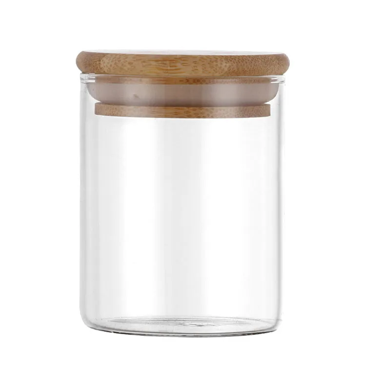 12 Sets of High Quality Airtight Food Canisters Transparent Glass Jars with Bamboo Lids