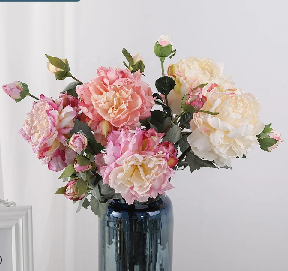 Hot Luxury Simulation Peony Flower Silk Floral Decoration Living Room Artificial Bouquet Other Wedding