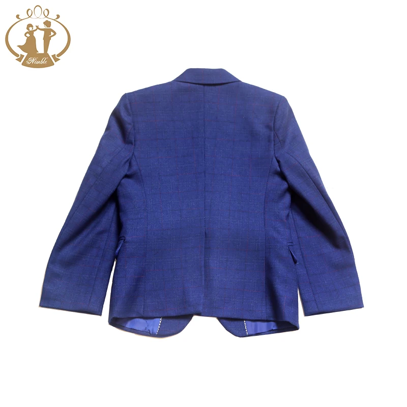 2022 NIMBLE Plaid Blue Boutique Toddler Boys Clothing Sets 3 Pieces Baby Kids Formal Tuxedo Blazers Toddlers Formal Dress Suits