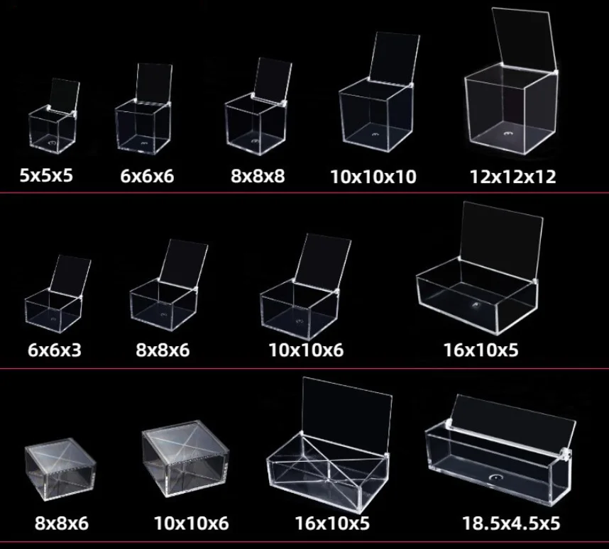 Songhui PS Materials Clear Acrylic Cube Storage Box with Hinged Lid for Sweet