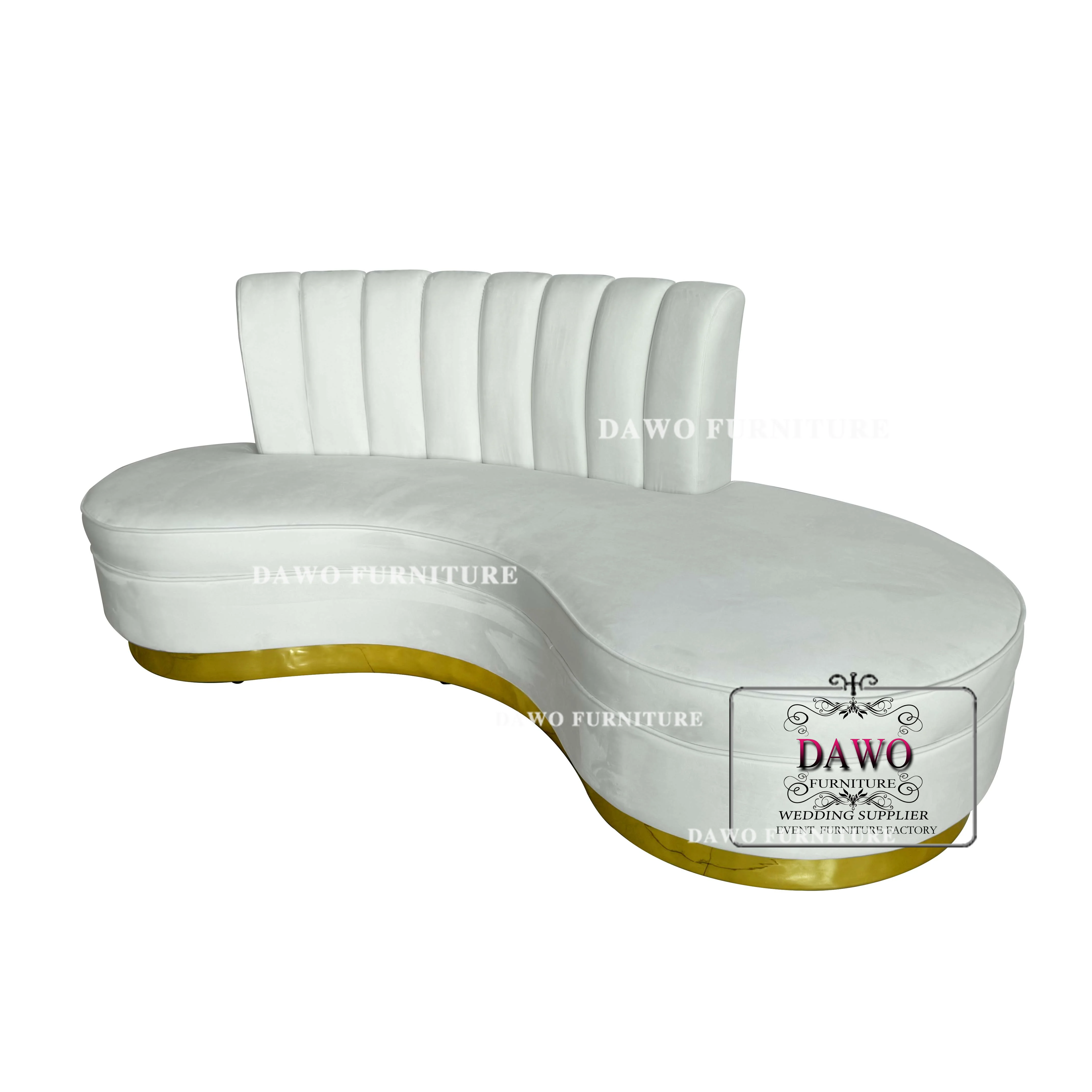Hot selling luxury white velvet sofa hotel wedding round single seater or double seat sofa