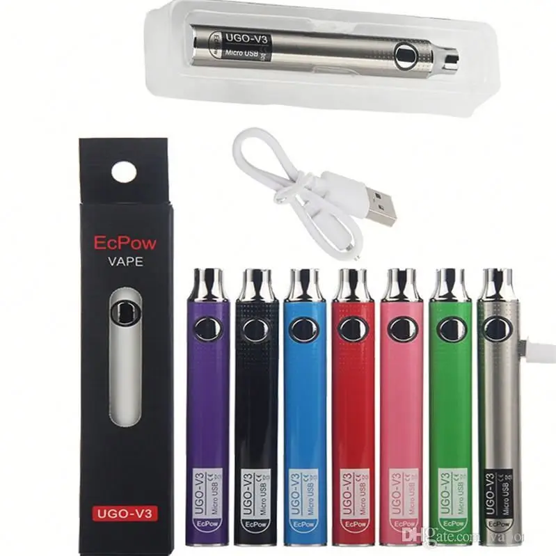 
New arrival Preheat Adjustable Voltage evod 650mah 900mAh 510 thread Battery Micro USB EcPow UGO V3 cbd Cartridges Battery 