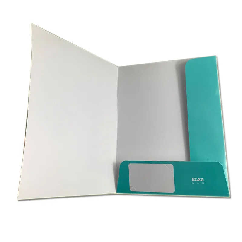 File Pocket Folders Custom Logo Printing A4 File Paper Presentation Folder with Business Card Slot for Business