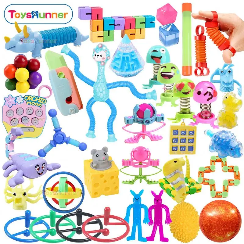 26Pcs Kids Toys 2024 Fidget Toys Set Spinners Anti Stress Ball  Package Stretchy Strings Gift Fidget Toys Set For Ages 8-13