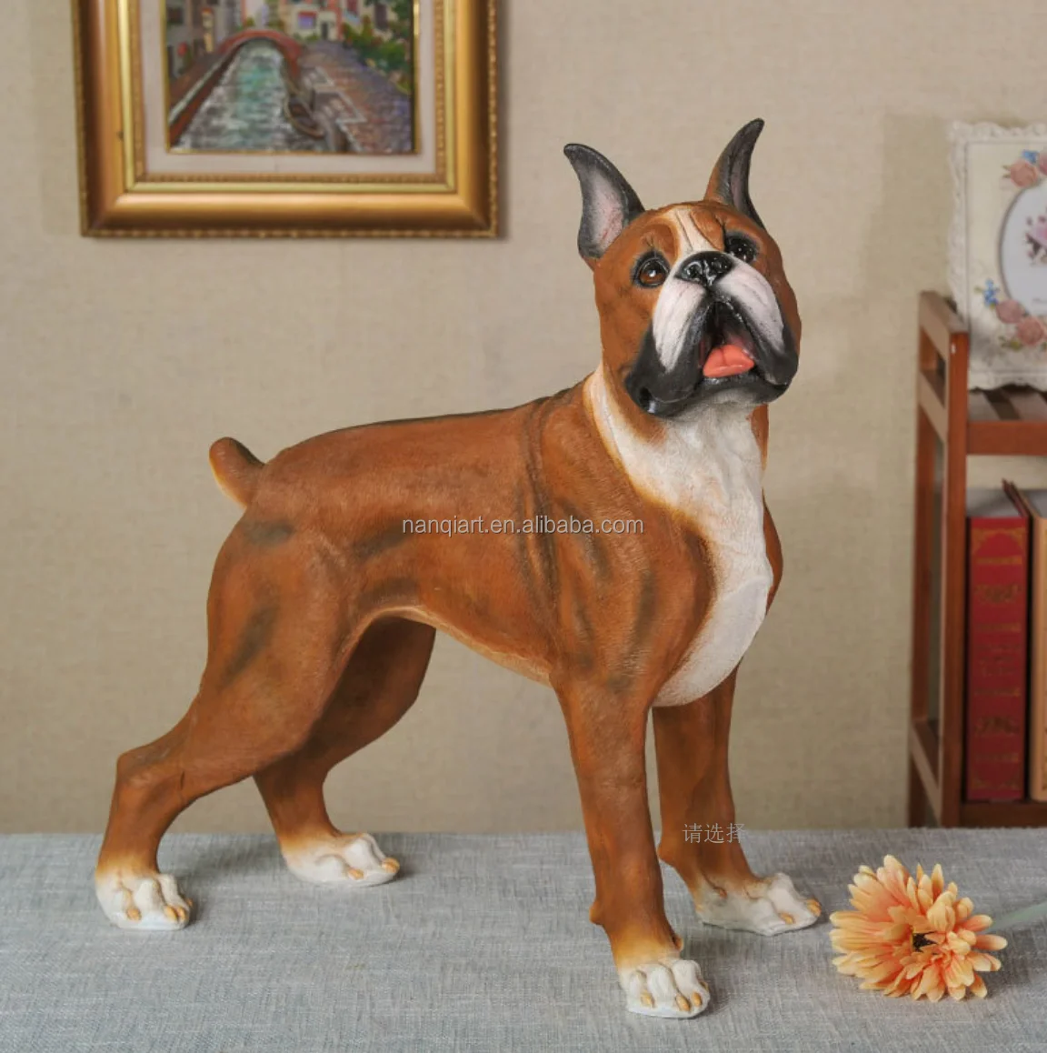 New Arrived Artificial Lifelike Animal Crafts Statues Handmade Resin Pet Dogs Models Indoor Home Living Room Decoration Ornament