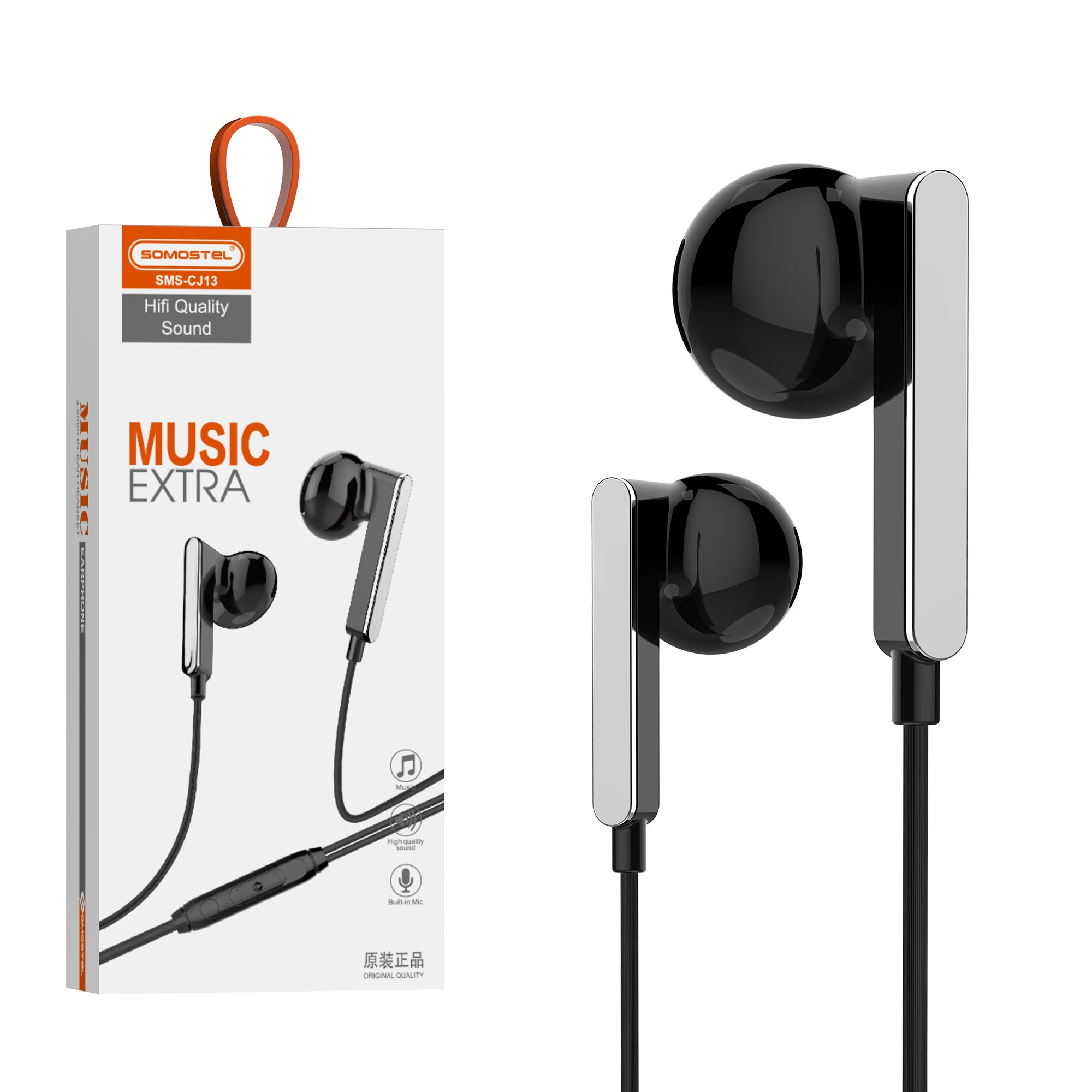 Free Sample Somostel CJ13 Universal Mobile headphones clear calling music 3.5mm plug wired earphones for cell phone