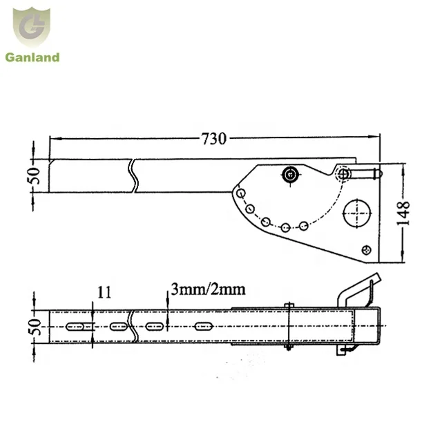 Боковой рельсовый упор с откидной подъемной ножкой для грузовика, Боковой защитный кронштейн