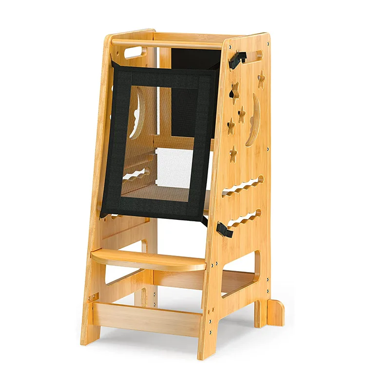 Bamboo Kitchen Step Stool Kids And Toddlers Kids Step Stool Standing Tower Learning Stool For Bathroom Kitchen With Safety Rail