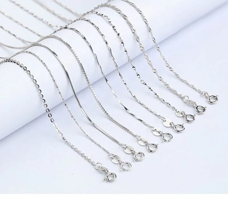 925 Box necklace snake bone melon seeds water wave ingot starry clavicle single chain 40cm45cm with chain