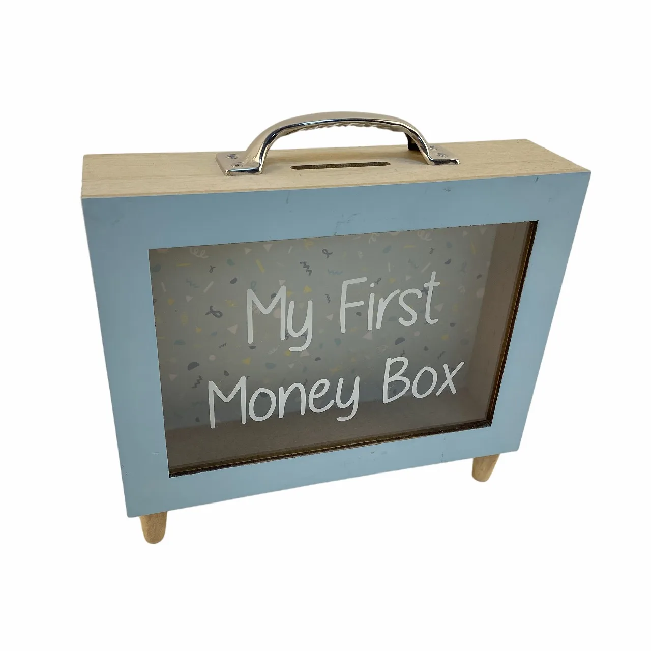 Wooden Transparent Money Can Coin Saving Box Piggy Bank Storage