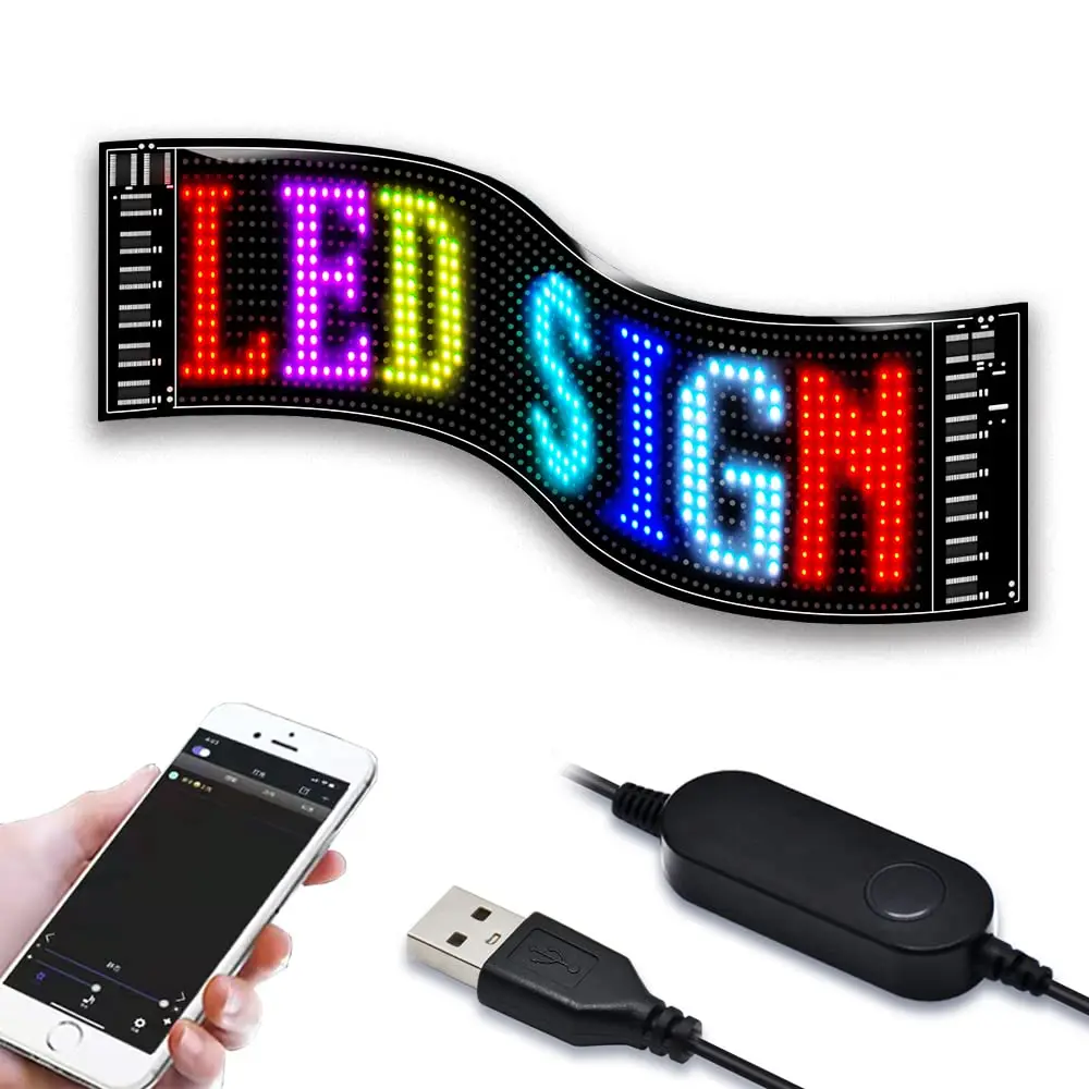 LED Matrix Panel wifi APP Control USB 5V Flexible Screen Scrolling Text Pattern Animation RGB Smart Sign Display