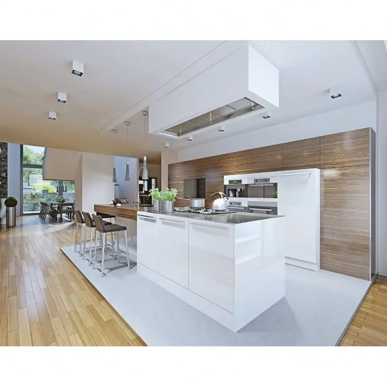 Hinges Design Cupboard Kitchen Cabinet L Shape Modern Base Cabinets 1 Set White Lacquer Painting Hotel Customized Realgres RGL81