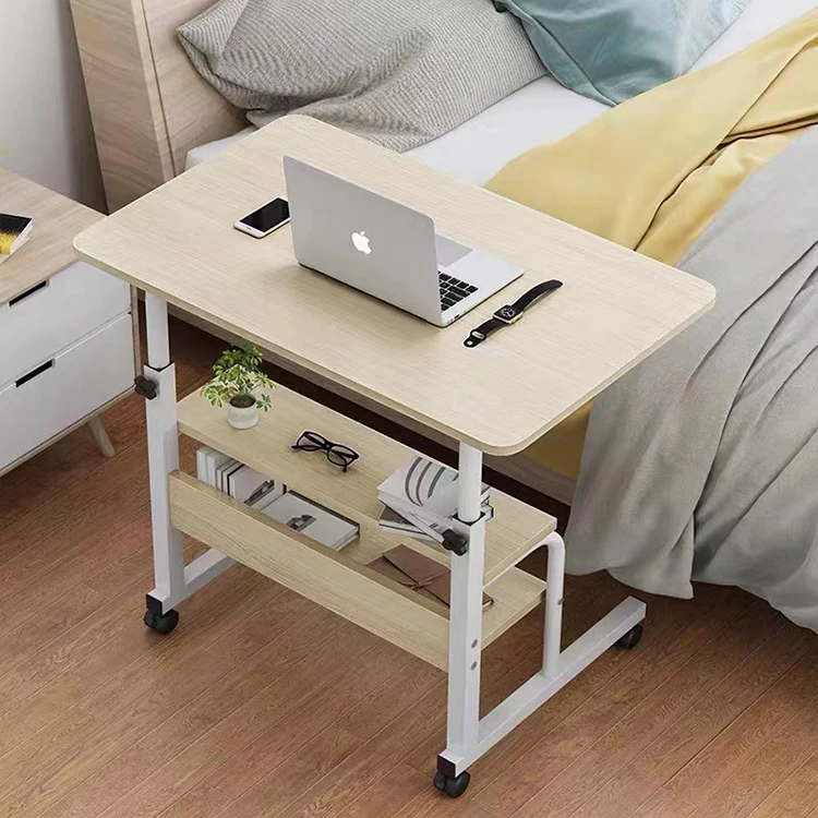 adjustable multifunctional portable bedside executive movable computer pc office laptop desk stand bed side table with wheels