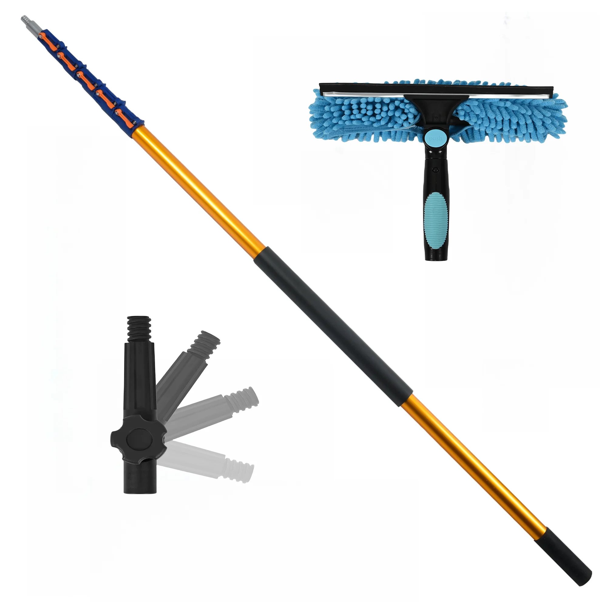 30ft Window Cleaning telescopic extension pole with squeegee window brush aluminum pole telescopic cleaning tools
