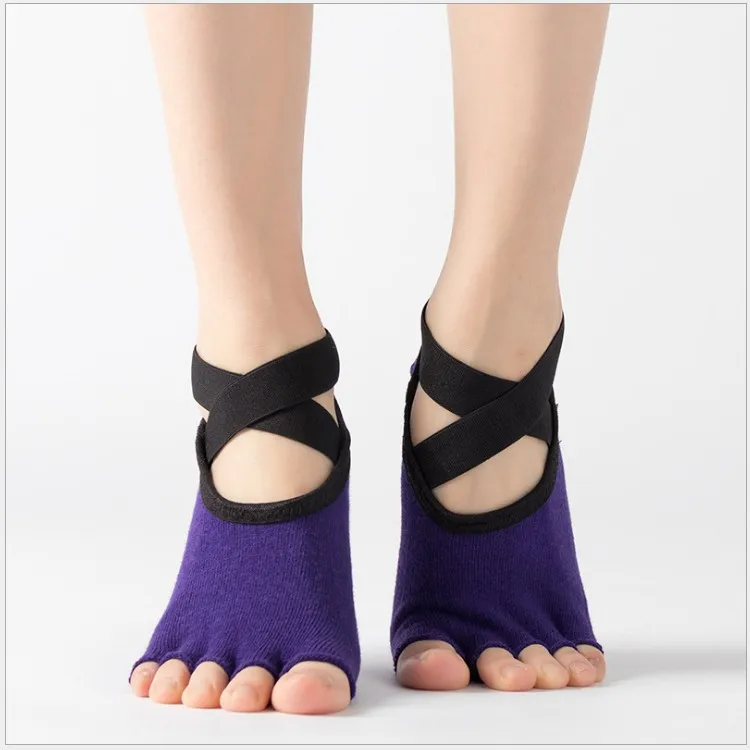 
High quality combed cotton material five toe socks anti slip ballet yoga socks 